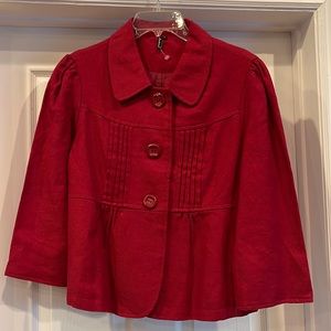 AMBITION jacket with 3 buttons and pleats dark red